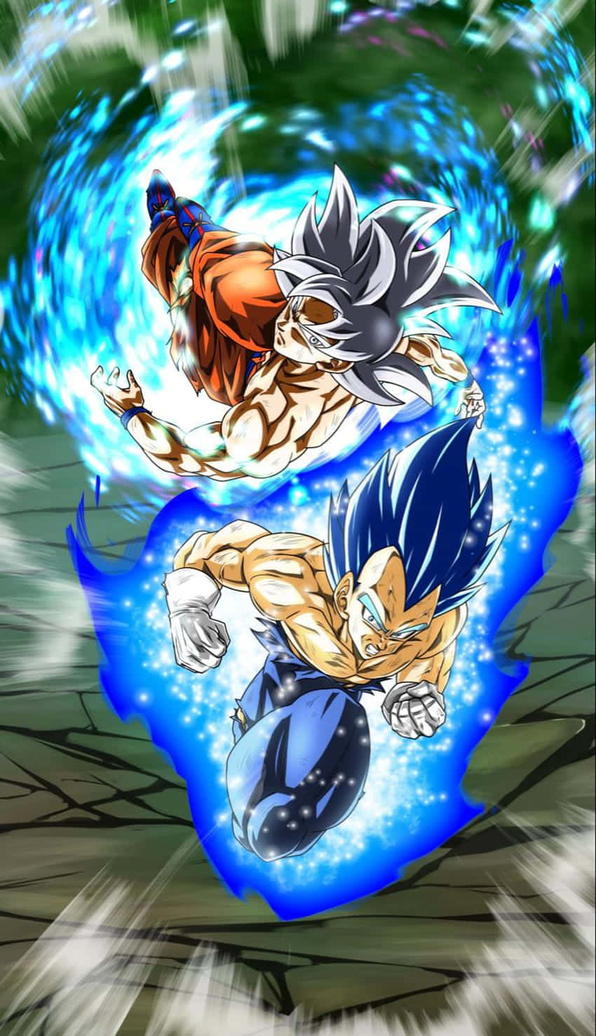 850x1480 Download “Goku and Vegeta together, fighting valiantly to protect Earth!” Wallpaper, Phone