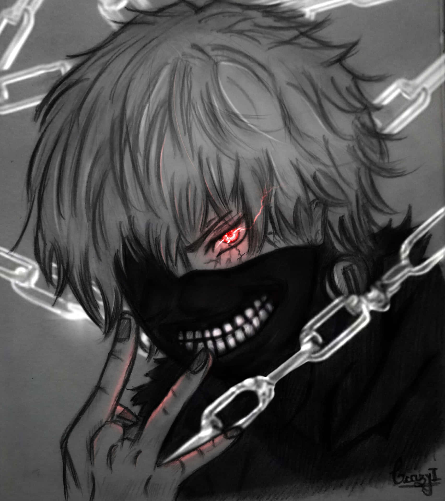 1710x1920 Download Grayscale Kaneki Pfp Wallpaper, Phone