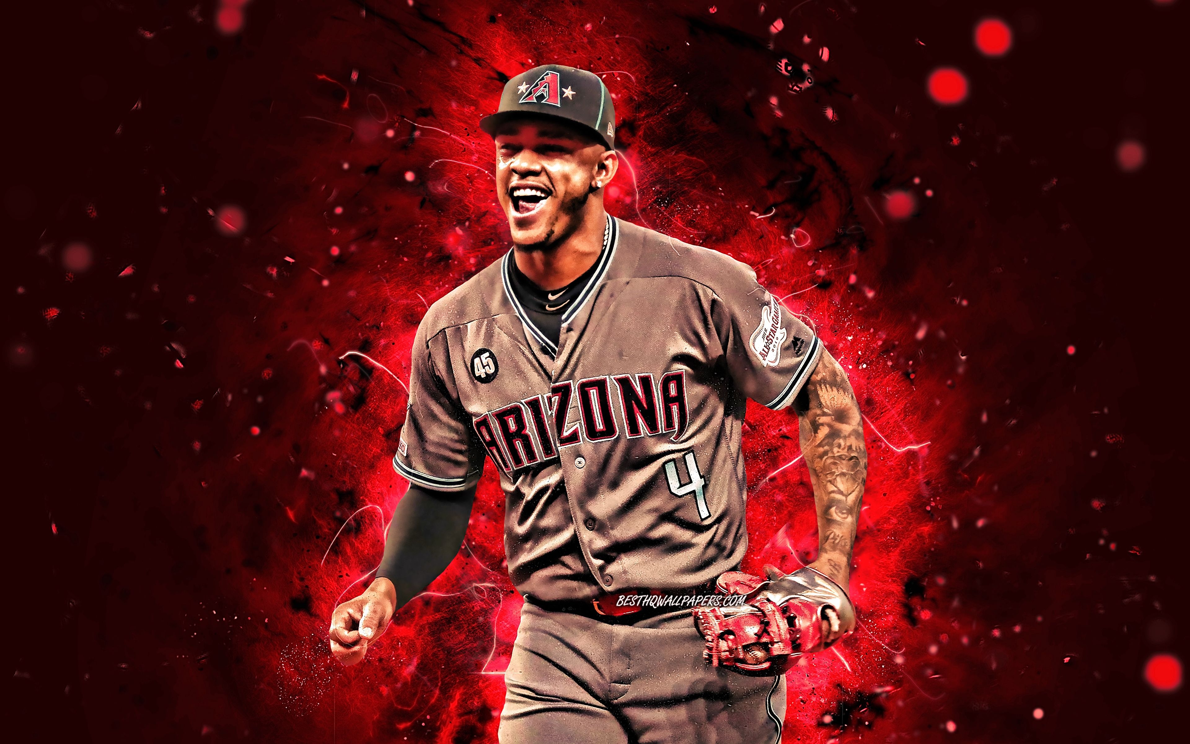 3840x2400 Download wallpaper Ketel Marte, 4k, MLB, Arizona Diamondbacks, Desktop