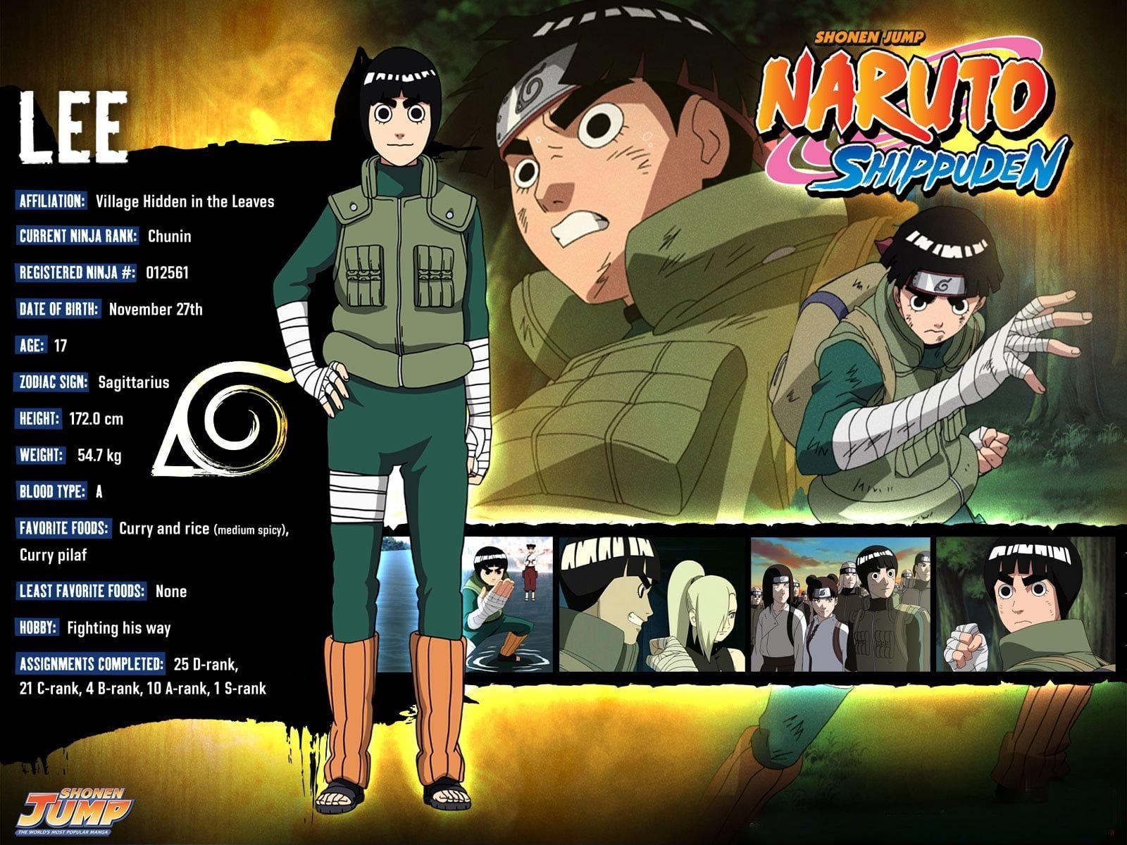 1600x1200 Naruto Shippuden Lee profile poster HD wallpaper, Desktop