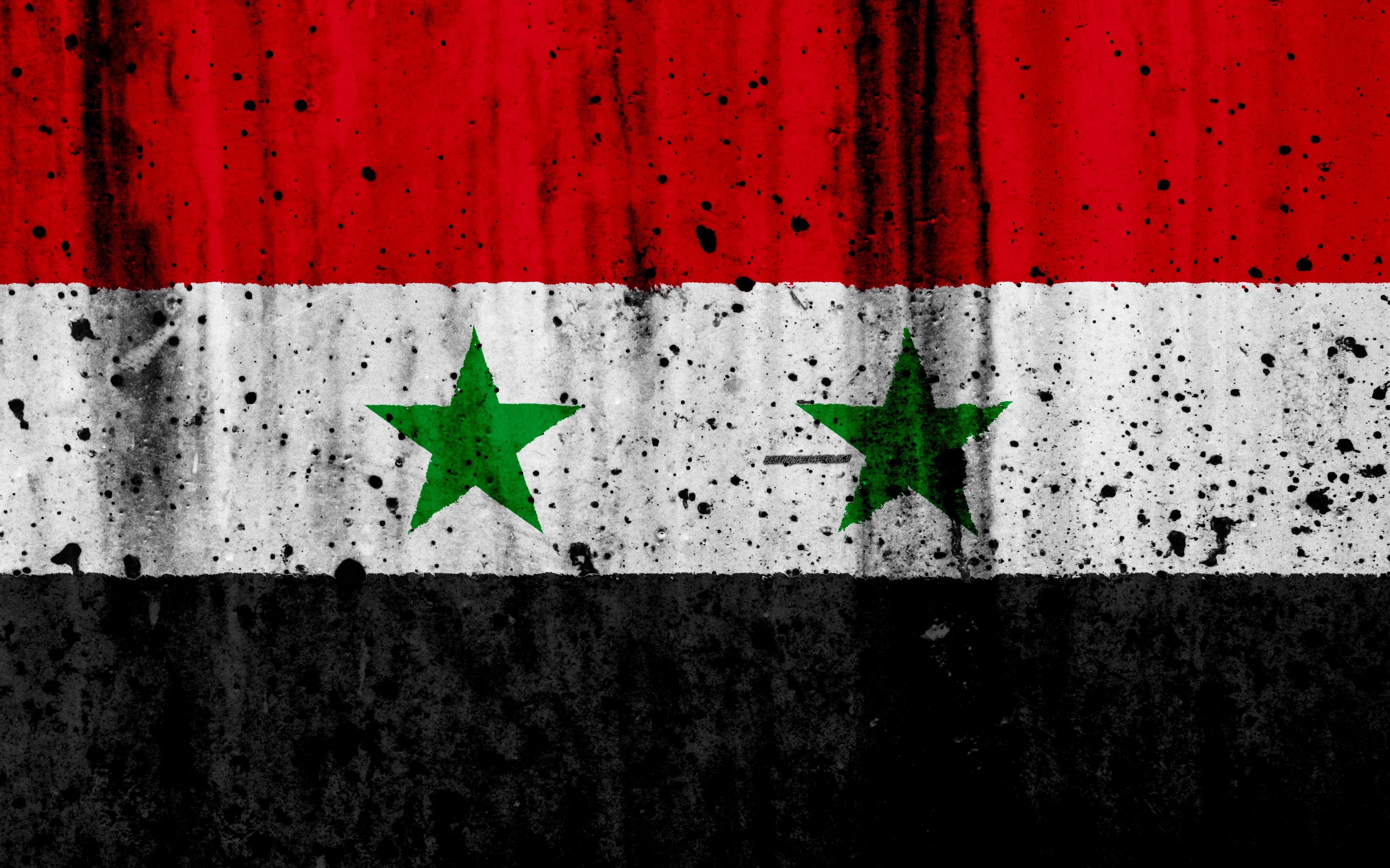 3840x2400 Download wallpaper Syrian flag, 4k, grunge, flag of Syria, Asia, Desktop