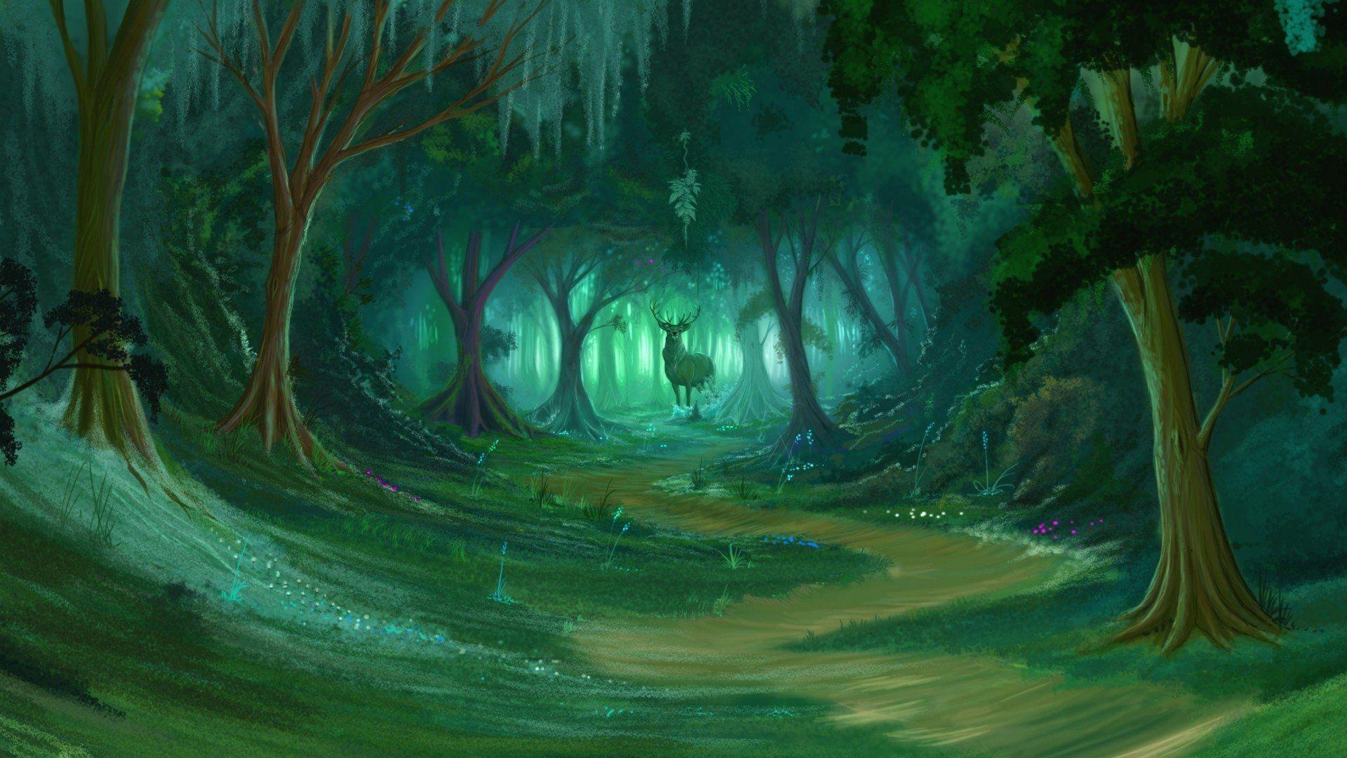 1920x1080 Cartoon Forest Wallpaper, Desktop