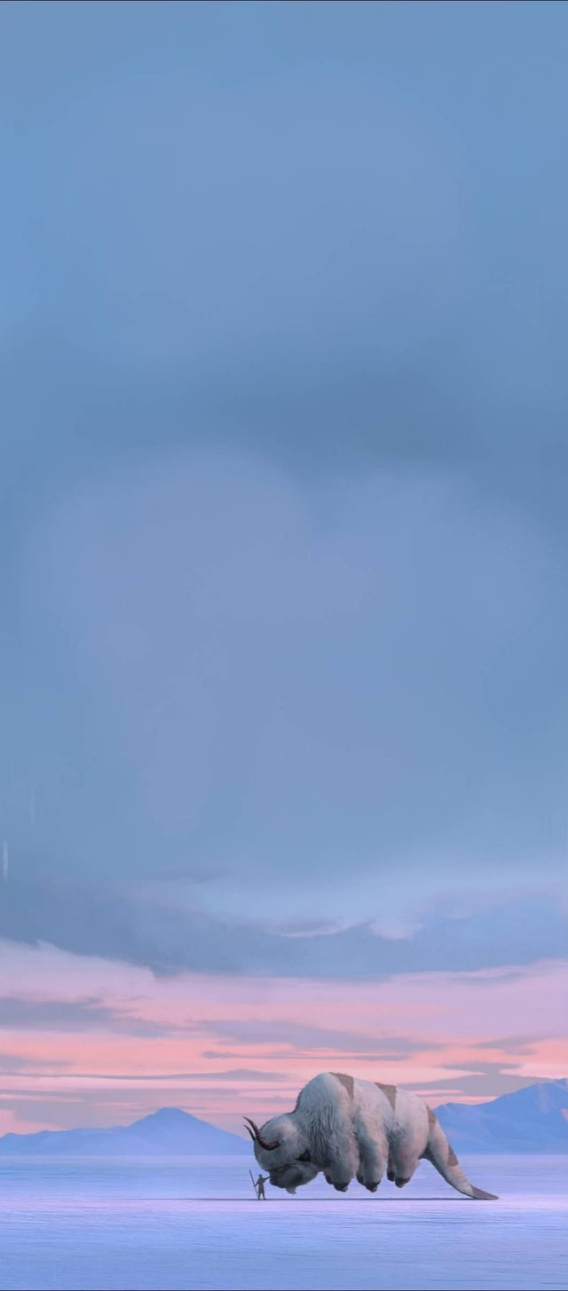 640x1460 Aang & Appa Sunset Mountains Wallpaper [1055x2400], Phone