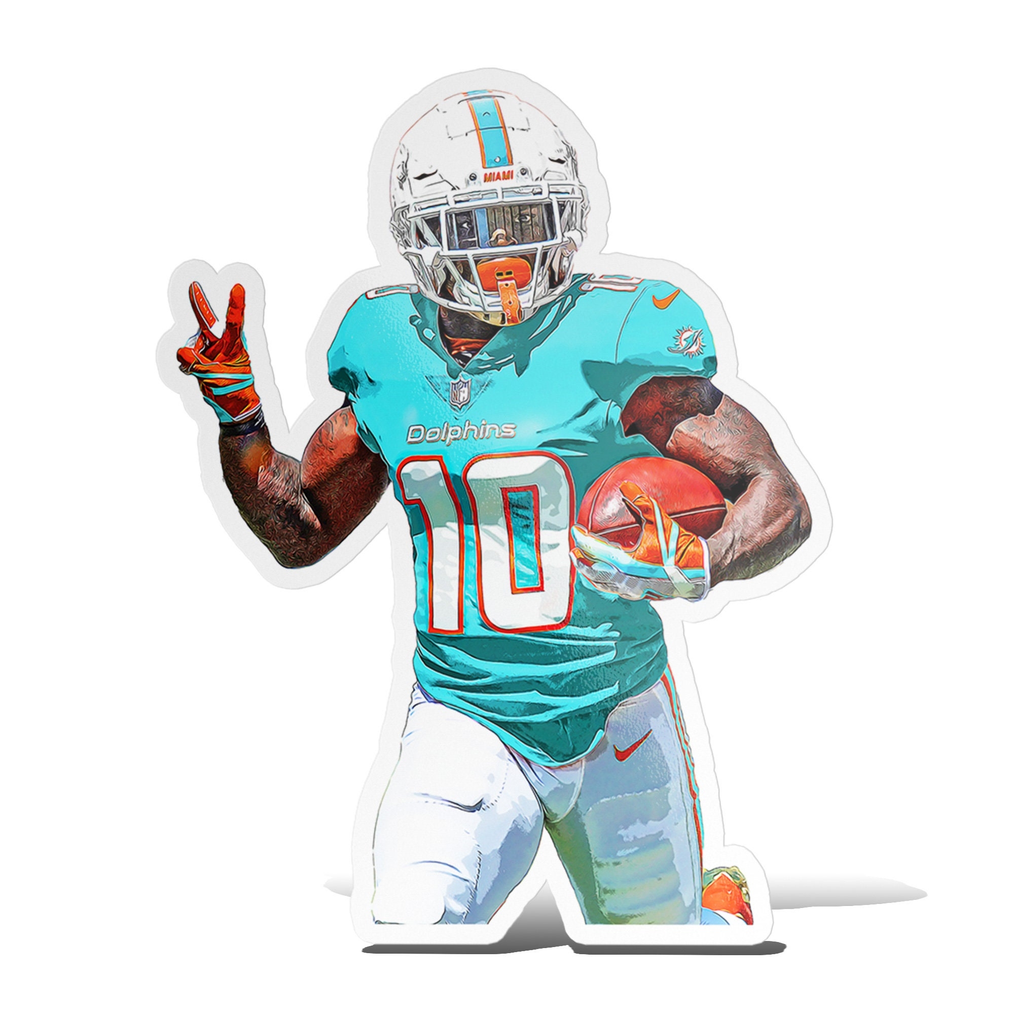 2000x2000 Tyreek Hill Miami Dolphins Football Glossy Sticker Vinyl, Phone