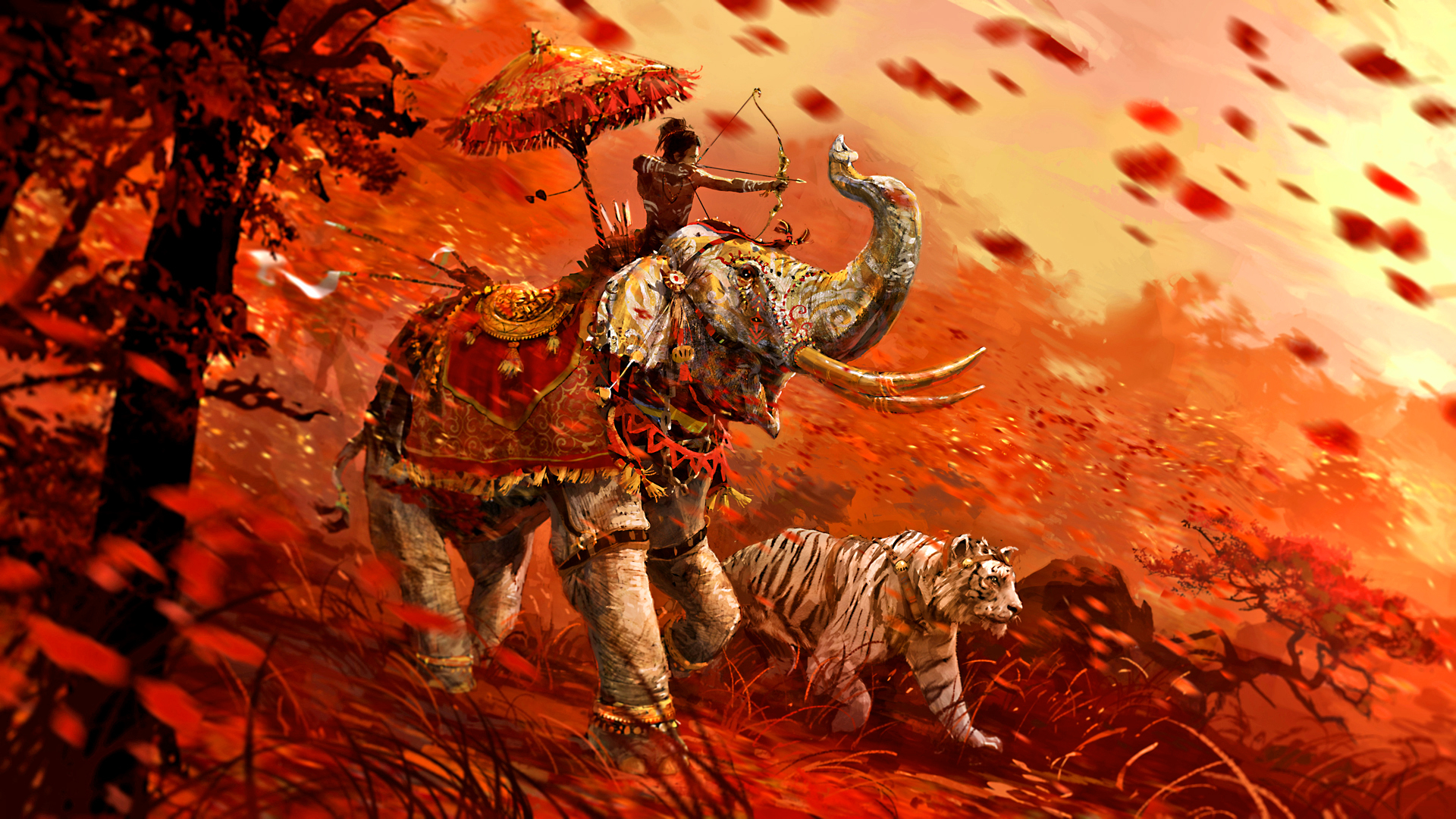 1920x1080 tiger, elephant, video game, fantasy, warrior wallpaper, Desktop