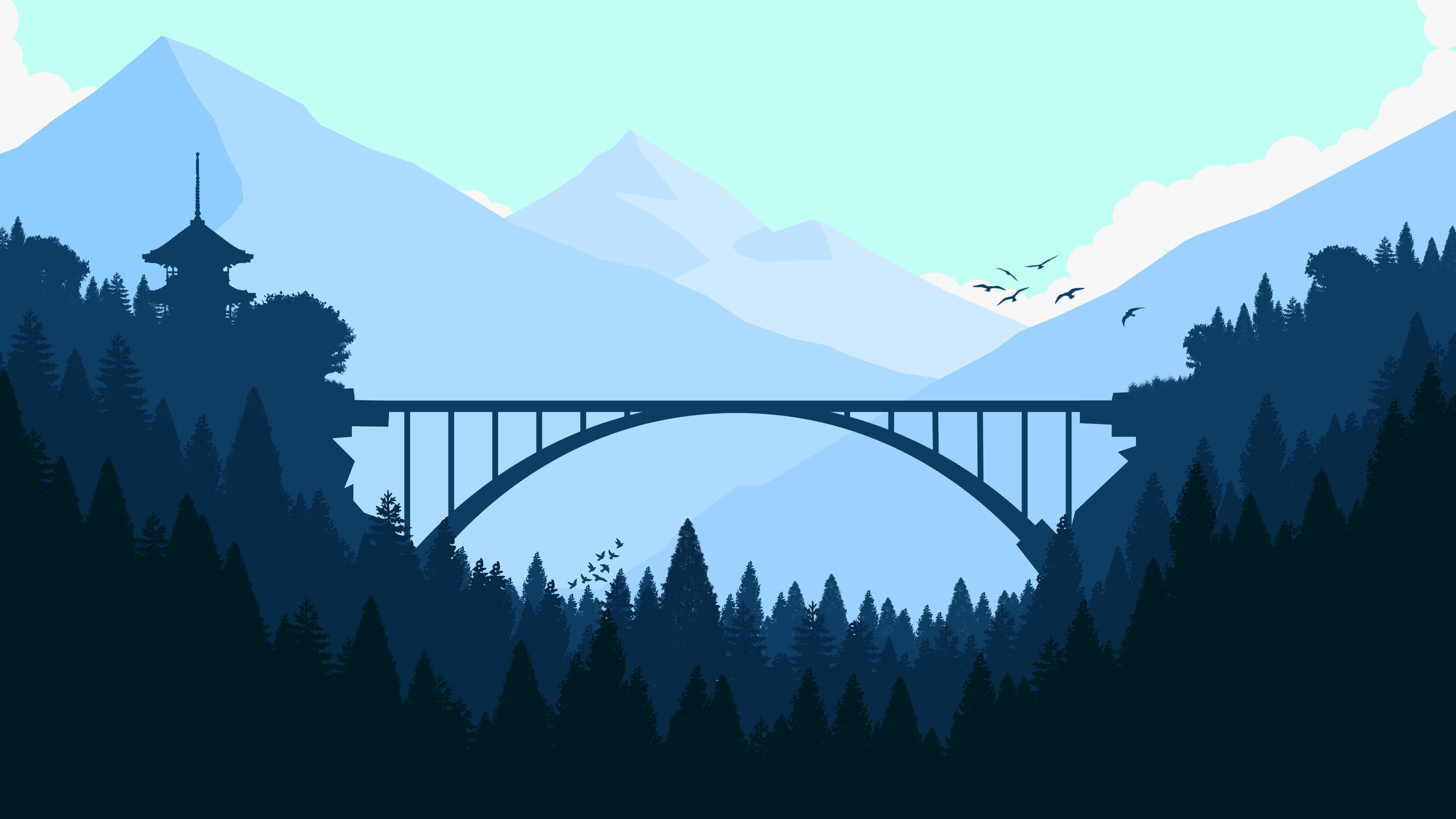 3840x2160 Bridge In Forest Minimalist 4k, HD Artist, 4k Wallpaper, Image, Background, Photo and Picture, Desktop