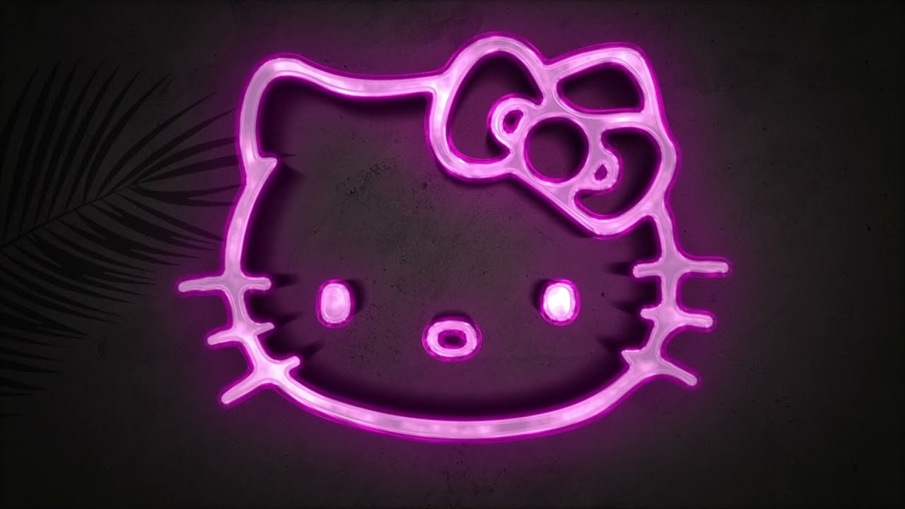 1280x720 Fondo de Neon Hello Kitty con Música, Desktop