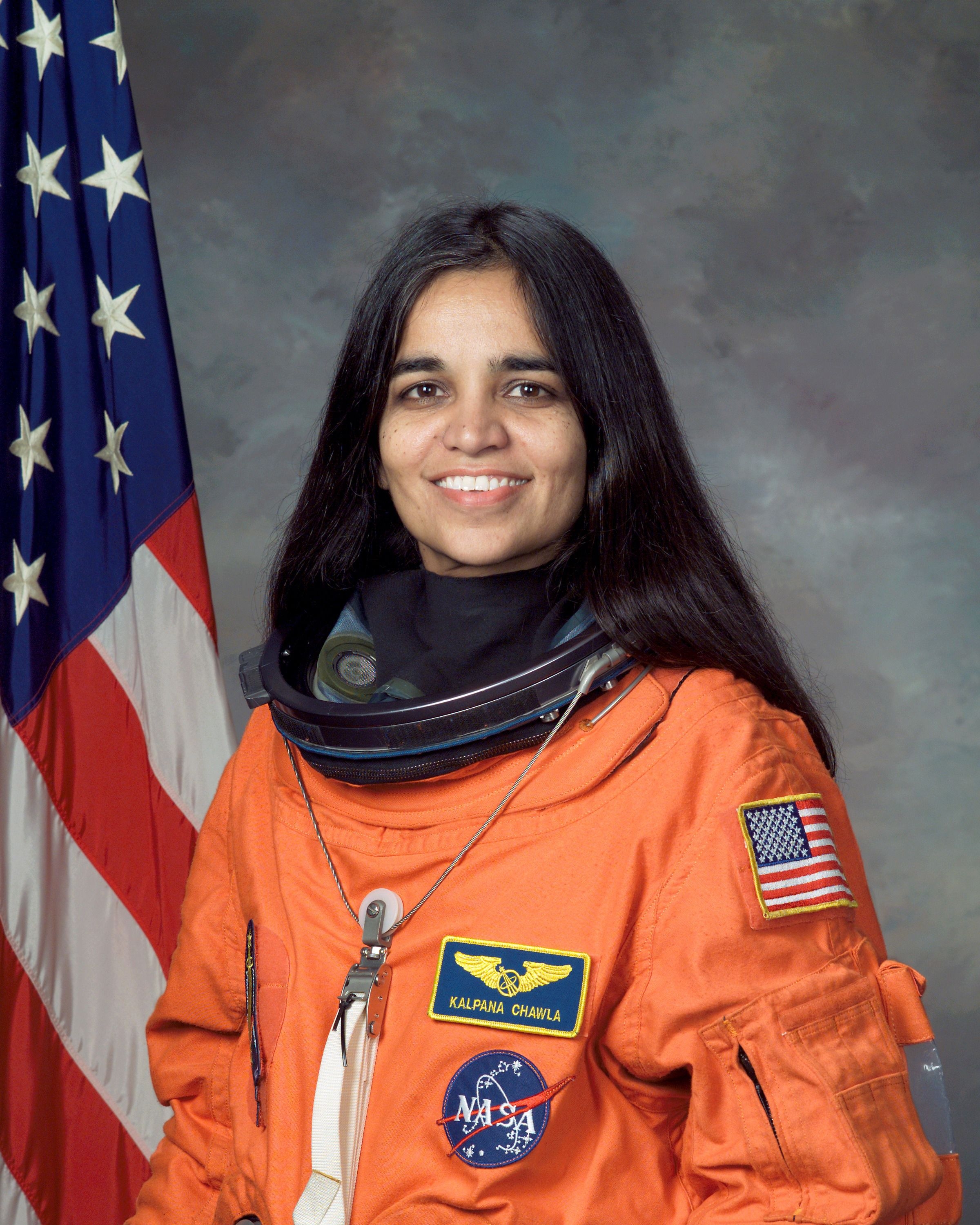 2400x3000 Kalpana Chawla, NASA photo portrait in orange, Phone