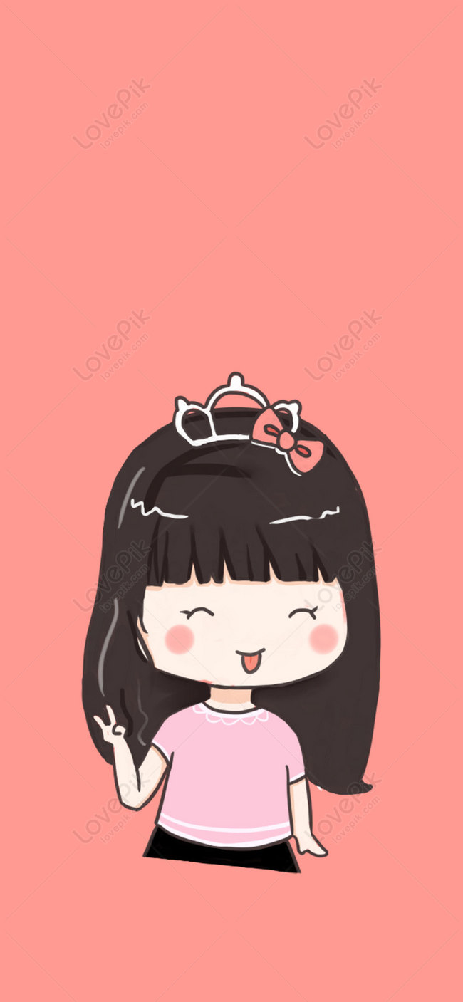 650x1410 Pink Girl Cartoon Cell Wallpaper Background Image Free Download, Phone